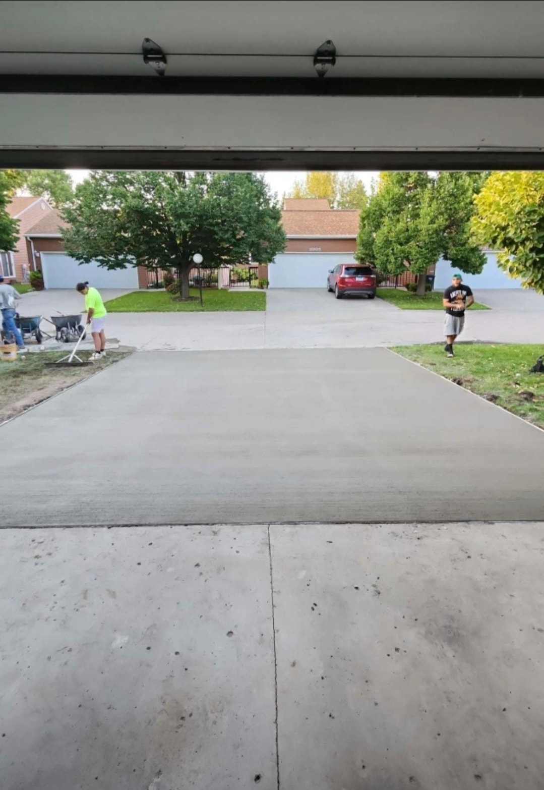 Finished concrete walkway and foundation pad