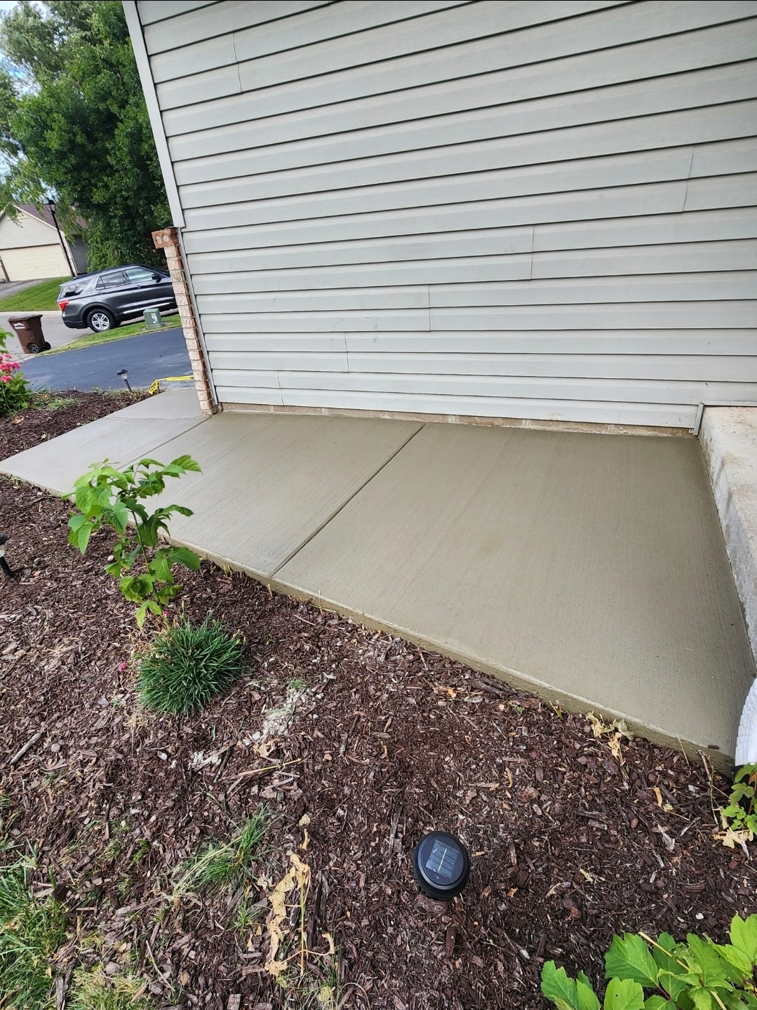 Finished concrete garage apron